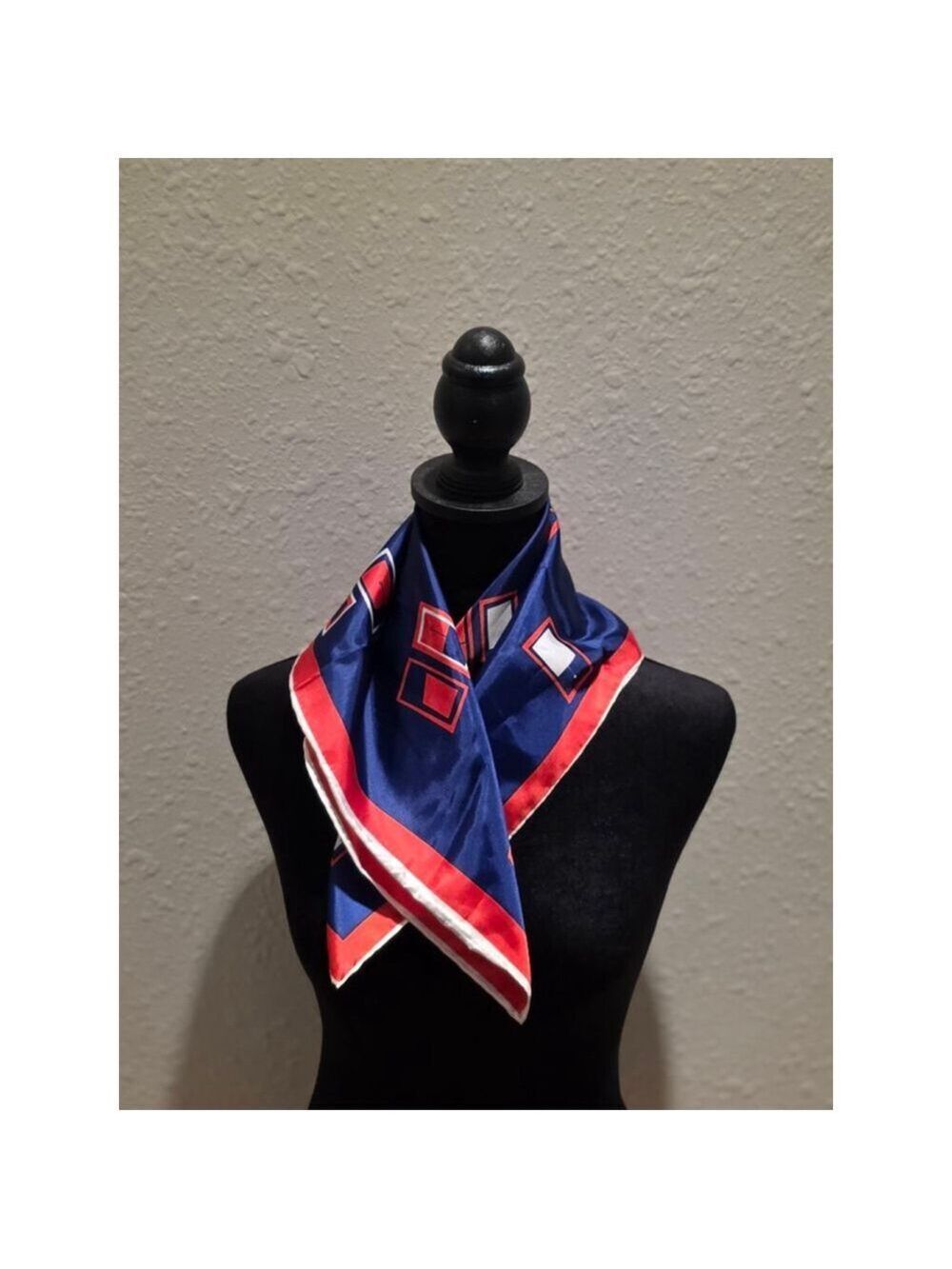 Women's Vana Blue Red Geometric Polyester Scarf One Size